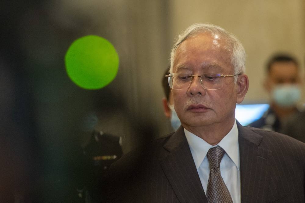 Datuk Seri Najib Razak is pictured at Palace of Justices, Putrajaya, August 18, 2022. — Picture by Shafwan Zaidon