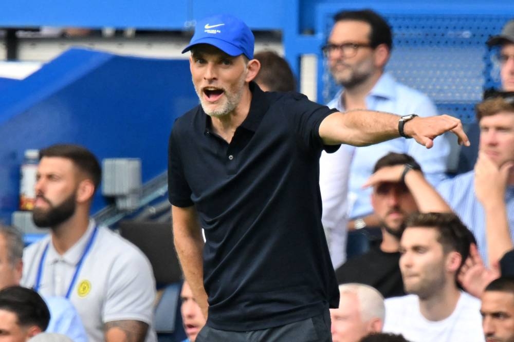Chelsea's German head coach Thomas Tuchel gestures on the touchline during the English Premier League football match between Chelsea and Tottenham Hotspur at Stamford Bridge in London on August 14, 2022. — AFP pic