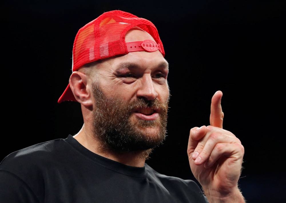 Tyson Fury during a press conference after winning the fight against Deontay Wilder for the WBC Heavyweight Title at T-Mobile Arena, Las Vegas, Nevada, US, October 9, 2021. — Reuters pic 