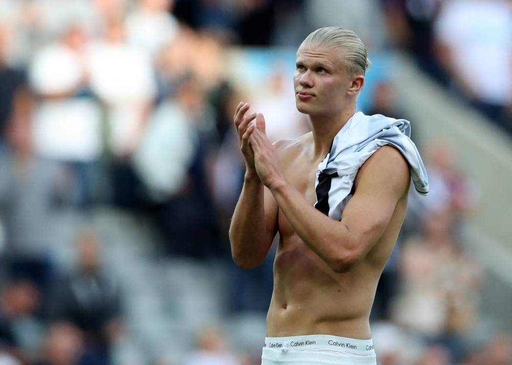 Manchester City's Erling Braut Haaland applauds fans after the match against Newcastle United at St James' Park, Newcastle August 21, 2022. — Reuters pic