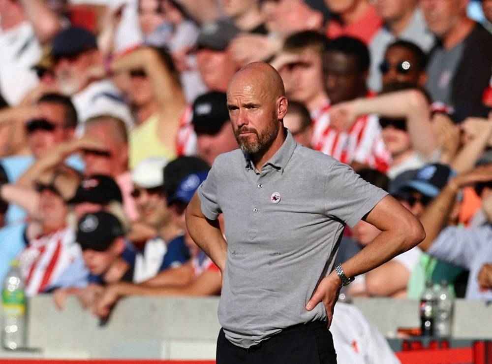 Manchester United manager Erik ten Hag during the game against Brentford at the Brentford Community Stadium, London August 13, 2022. — Reuters pic