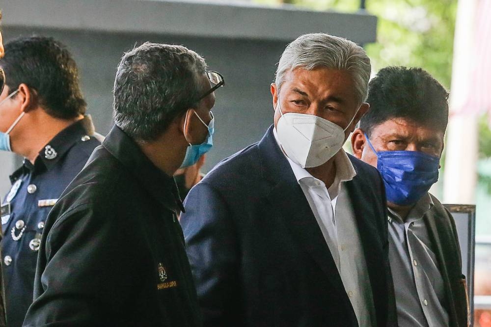 Datuk Seri Ahmad Zahid Hamidi pictured arrives at the Kuala Lumpur Court Complex August 22, 2022. — Picture by Sayuti Zainudin 