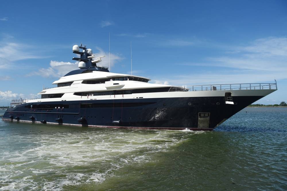In this file photo taken April 13, 2018, Equanimity, a yacht linked to the Malaysian sovereign wealth fund 1Malaysia Development Berhad (1MDB) scandal, is seen at Benoa harbour on Indonesia’s resort island of Bali. — AFP pic 