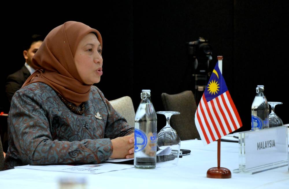 Tourism, Arts and Culture Minister Datuk Seri Nancy Shukri during a bilateral meeting with the Philippines Department of Tourism Secretary Christina Garcia Frasco on the sidelines of the 11th Asia-Pacific Economic Cooperation Tourism Ministerial Meeting in Bangkok August 19, 2022. — Bernama pic	