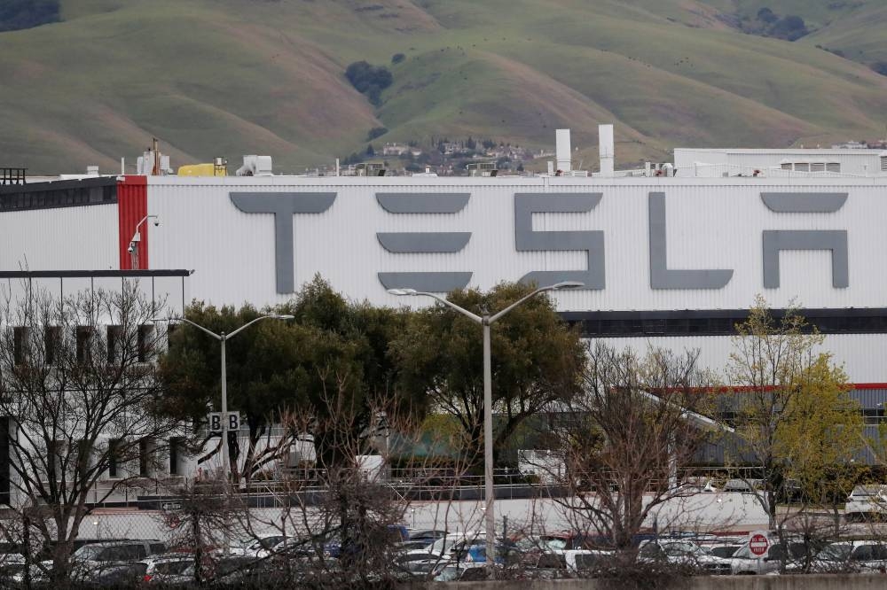 A view of Tesla Inc's US vehicle factory in Fremont, California March 18, 2020. — Reuters pic