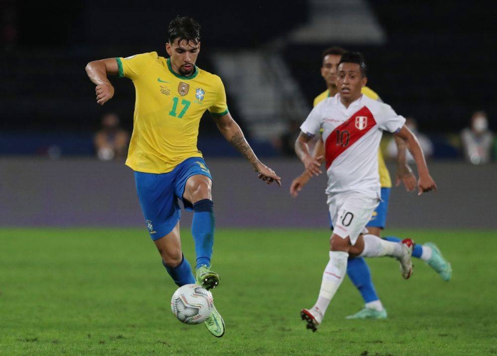 Brazil's Lucas Paqueta in action against Peru at Estadio Nilton Santos, Rio de Janeiro July 5, 2021. — Reuters pic