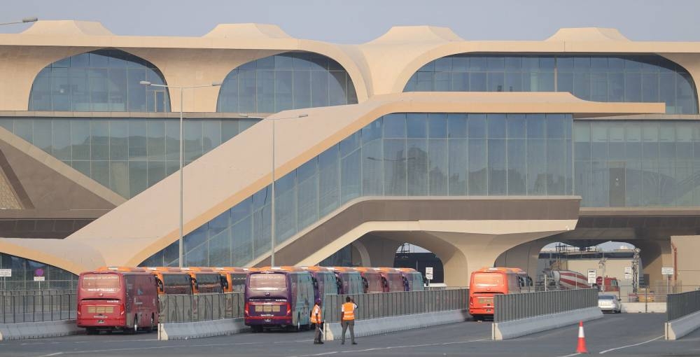 Buses which will be used for transportation for the Fifa World Cup Qatar 2022 are seen parked at a bus stop in Al Wakrah, during a bus service test day operation ahead of the Fifa World Cup Qatar 2022 later this year, in Doha, Qatar, August 18, 2022. — Reuters pic 