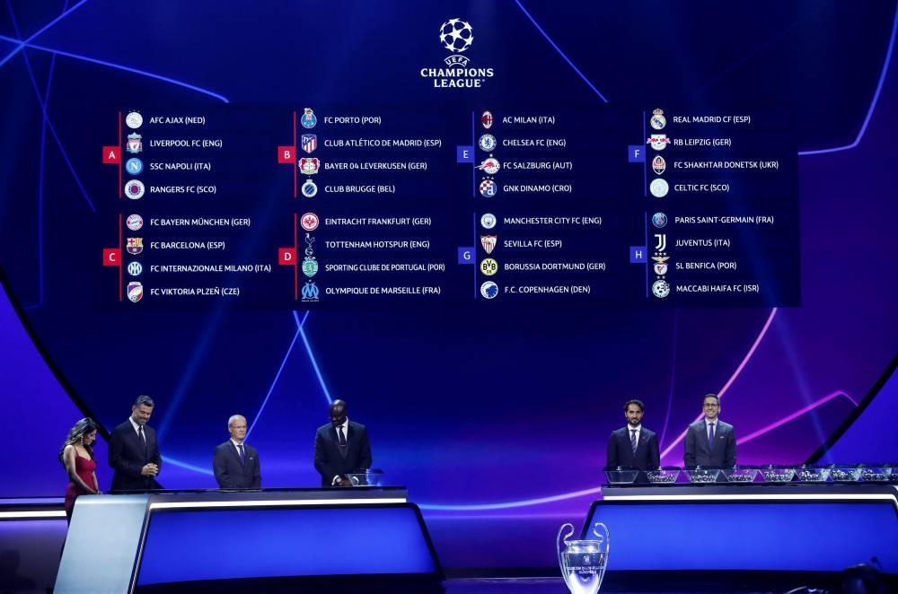 A general view of the Champions League group stage draw at the Halic Congress Centre, Istanbul August 25, 2022. — Reuters pic
