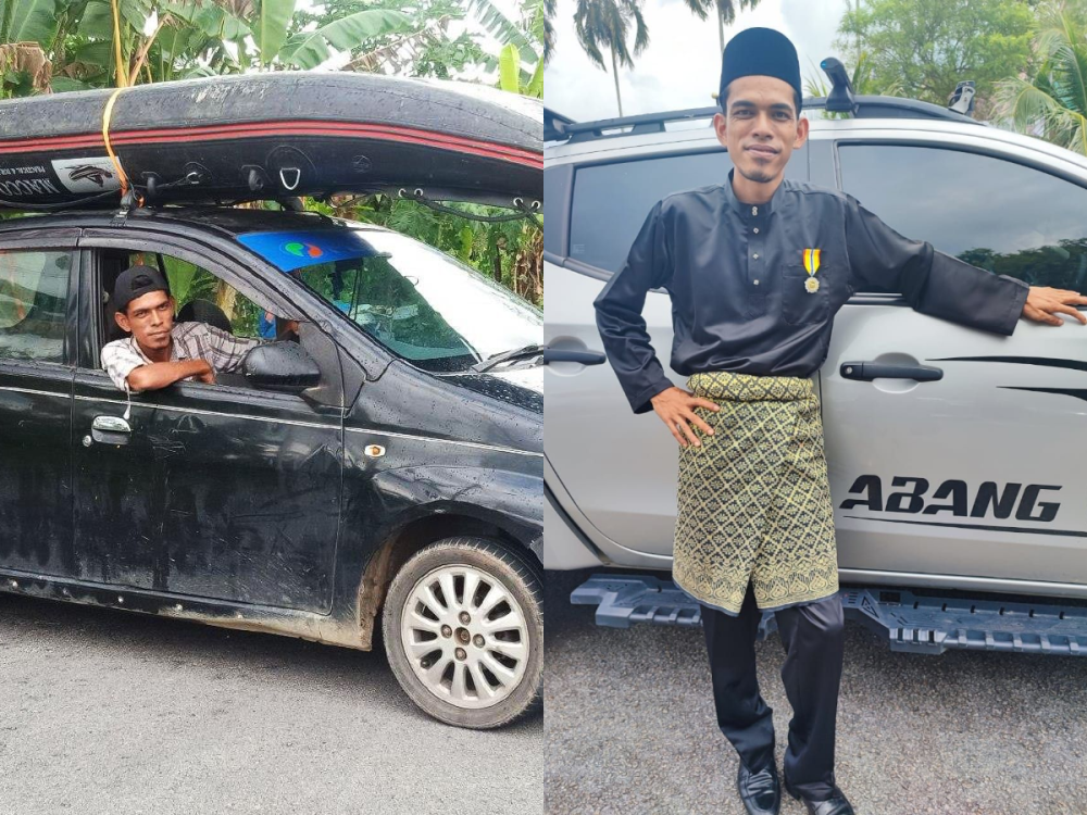 Due to his efforts during the recent flood that hit the nation, Abang Viva or his real name, Azwan Omar, was awarded the Pingat Jasa Kebaktian by the Yang di-Pertua Negeri of Melaka, Tun Mohd Ali Mohd Rustam. —  Picture via facebook/ Azwan Omar