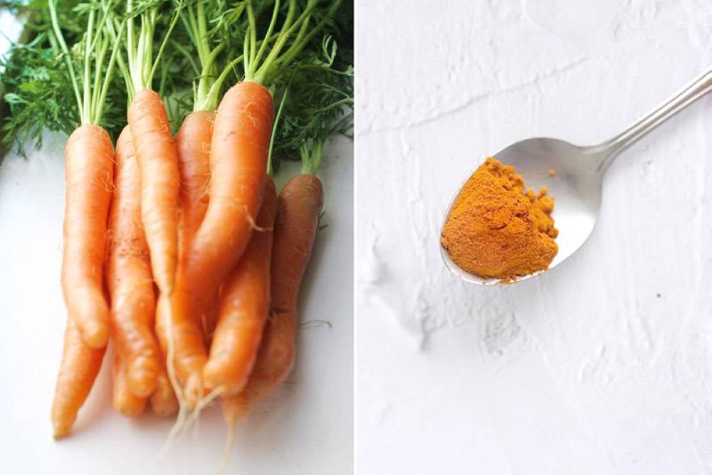 The vibrant orange hue comes from the carrots and turmeric powder.