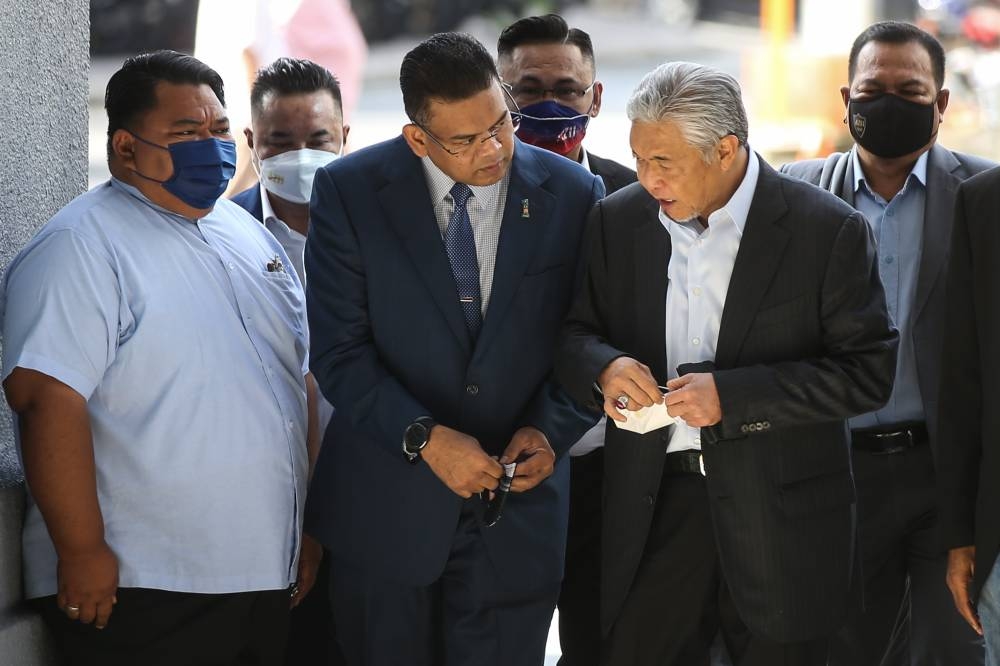 Datuk Seri Ahmad Zahid Hamidi arrives at Kuala Lumpur High Court August 29, 2022. — Picture by Ahmad Zamzahuri