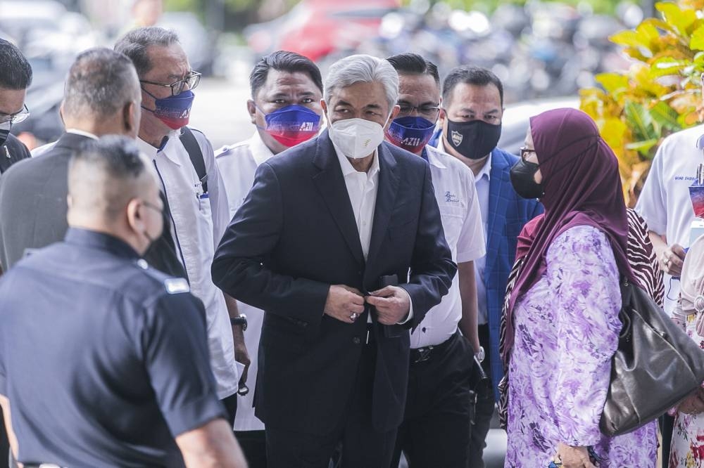 Datuk Seri Ahmad Zahid Hamidi is pictured at the Kuala Lumpur High Court August 30, 2022. — Picture by Hari Anggara