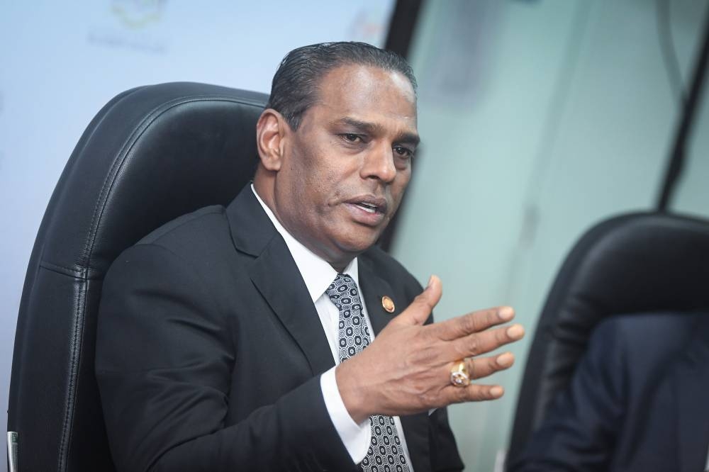 Datuk Seri M. Saravanan speaks during a press conference at the Human Resource Development Corporation in Kuala Lumpur August 26, 2022. — Bernama pic