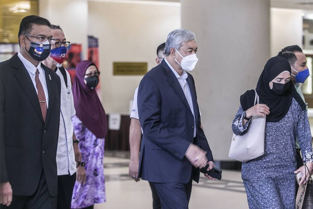 Datuk Seri Ahmad Zahid Hamidi was testifying in his own defence in his trial involving 47 charges of corruption, money laundering, and criminal breach of trust. — Picture by Hari Anggara