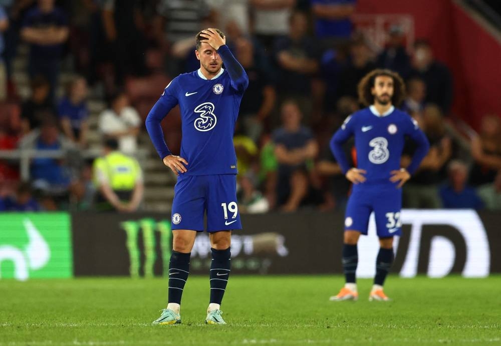 Chelsea's Mason Mount looks dejected after conceding their second goal against Southampton at the St Mary's Stadium, Southampton August 30, 2022. — Reuters pic