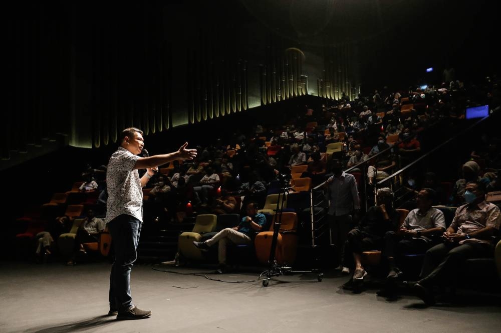 Rafizi Ramli speaks during an 'Ayuh Malaysia' event at the Kuala Lumpur Performing Arts Centre August 30, 2022. — Picture by Sayuti Zainudin 