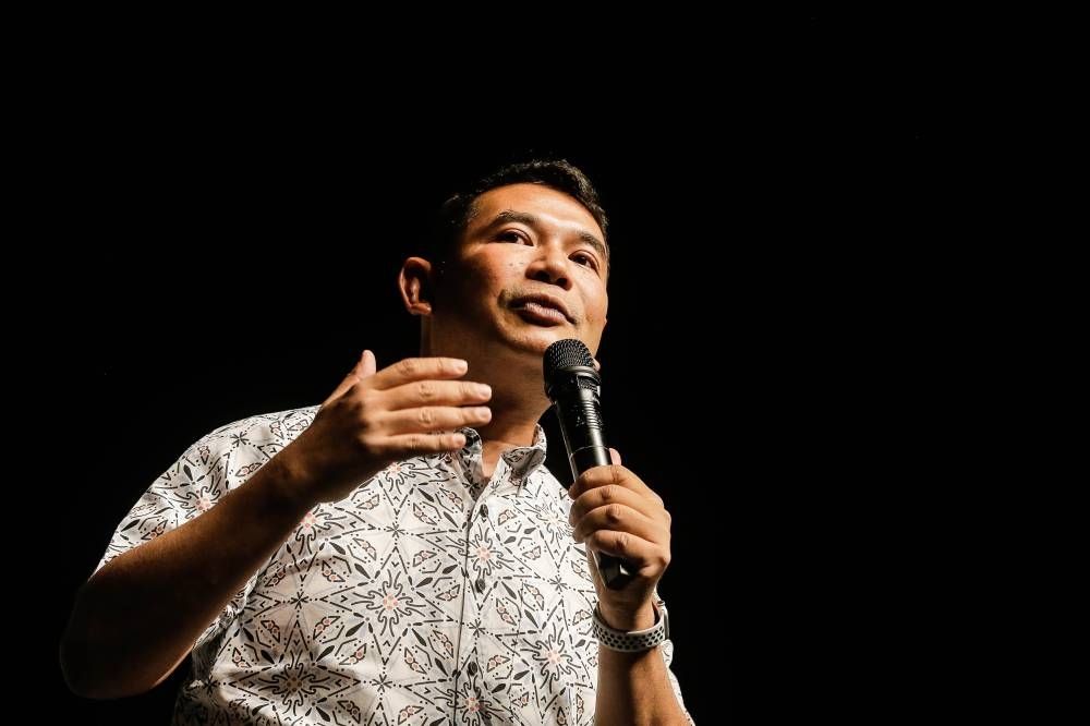 Rafizi Ramli delivers a speech during an 'Ayuh Malaysia' event at the Kuala Lumpur Performing Arts Centre August 30, 2022. — Picture by Sayuti Zainudin