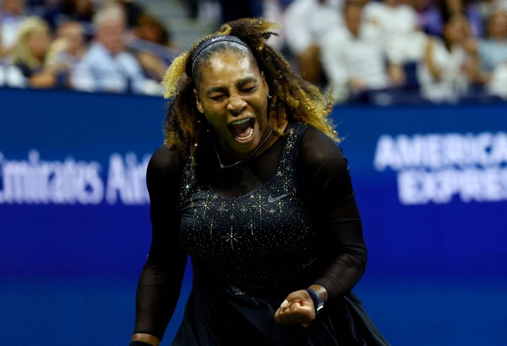 Serena Williams reacts during her second round match against Estonia's Anett Kontaveit at the US Open August 31, 2022. — Reuters pic