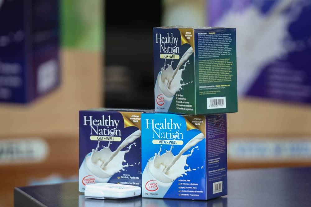 Healthy Nation offers three plant-based protein milk with specialised benefits for the adults and elderly. — Picture by Ahmad Zamzahuri