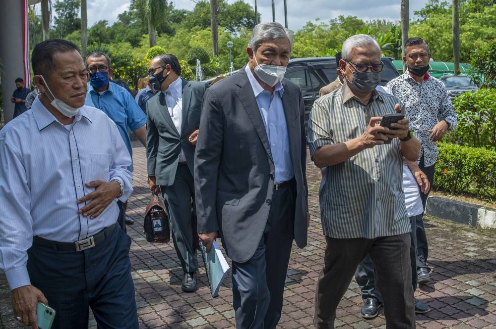 Datuk Seri Ahmad Zahid Hamidi is pictured at the Shah Alam High Court on September 1, 2022. — Picture by Shafwan Zaidon