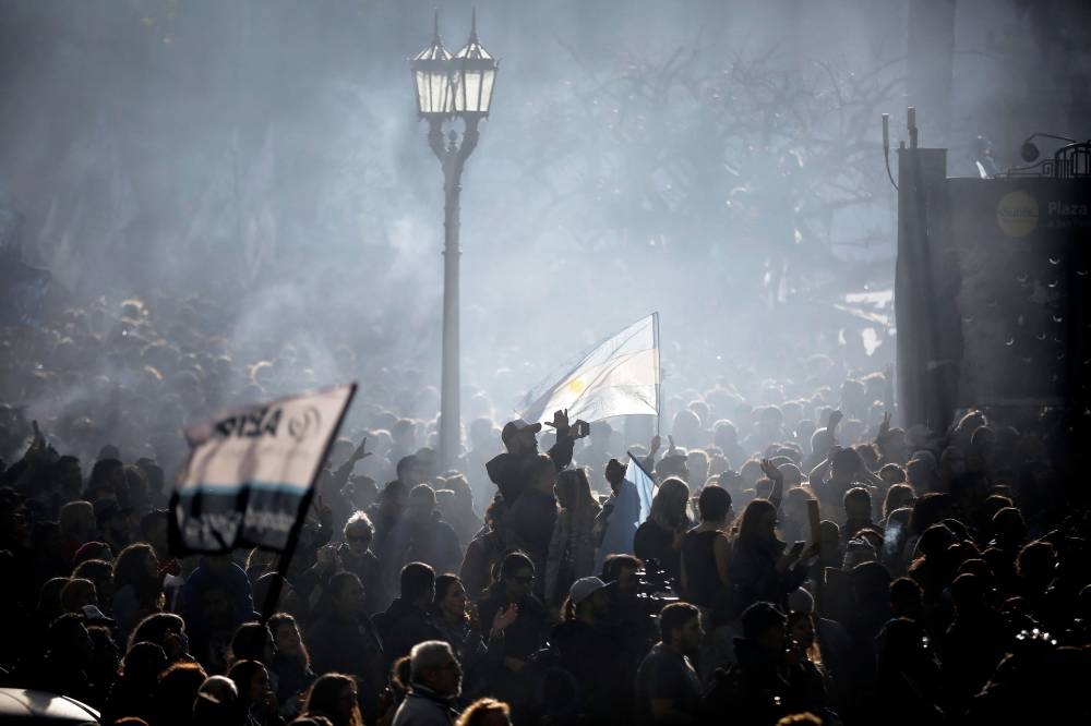People take part in a demonstration in support of Argentine Vice President Cristina Fernandez de Kirchner at Plaza de Mayo square in Buenos Aires September 2, 2022. — AFP pic