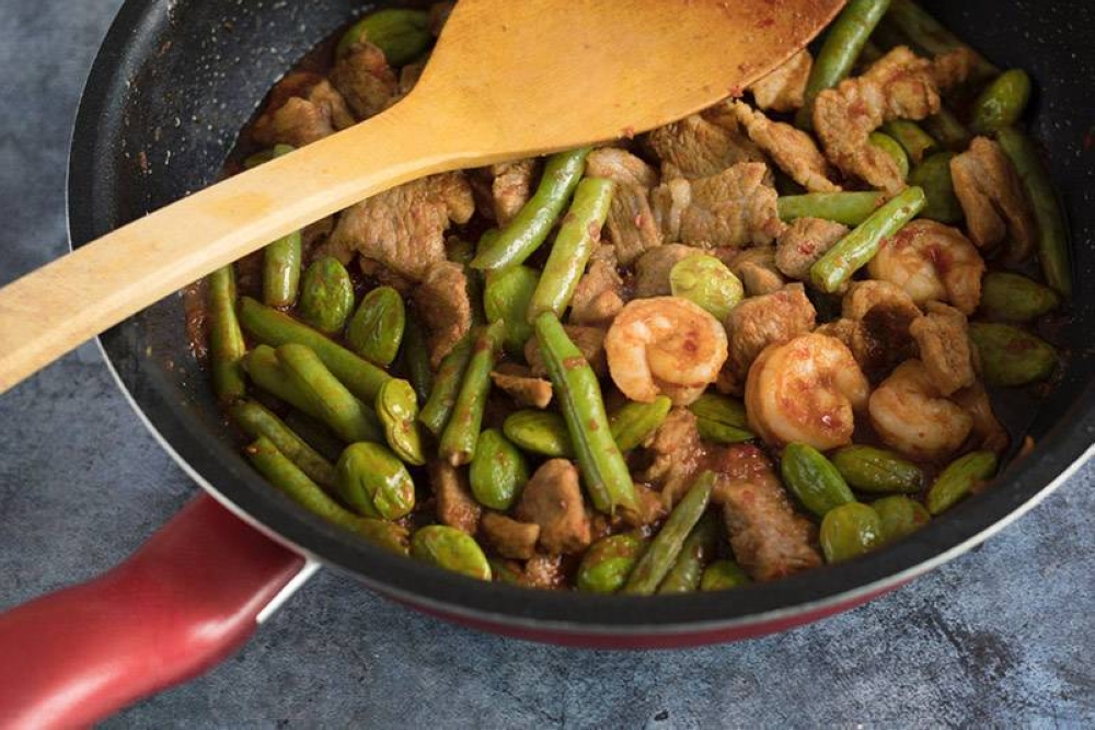 Simple and satisfying: a spicy stir fry of 'petai', prawns and pork. — Pictures by CK Lim
