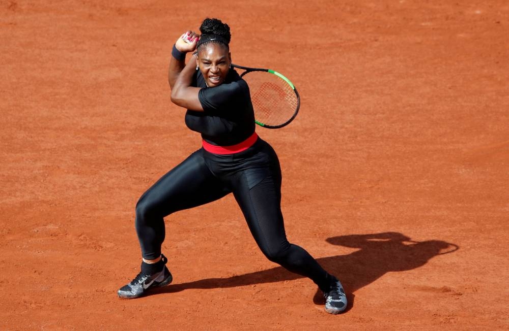 File photo of Serena Williams in action during her first round match against Czech Republic’s Kristyna Pliskova during the French Open tournament at the Roland Garos in Paris, May 29, 2018. — Reuters pic