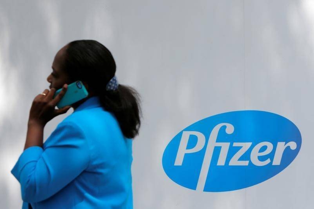 The Pfizer logo is seen at their world headquarters in Manhattan, New York, US, August 1, 2016. — Reuters pic