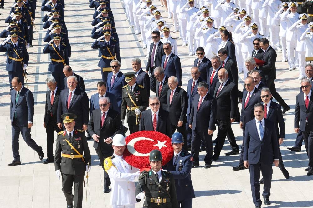 Turkish President Recep Tayyip Erdogan attends Turkish Armed Forces Day as a ceremony is held to mark the 100th anniversary of Turkey’s victory against the Greek army in the Dumlupinar Battle in 1922, at Anitkabir, the mausoleum of Turkish Republic’s Founder Mustafa Kemal Ataturk, in Ankara, Turkey on August 30, 2022. — AFP pic