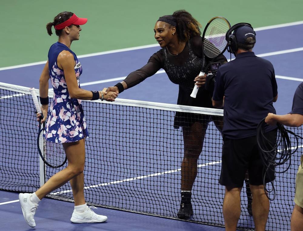 Serena Williams congratulates Ajla Tomlijanovic of Australia after her win during their Women's Singles Third Round match on Day Five of the 2022 US Open at USTA Billie Jean King National Tennis Center on September 03, 2022 in the Flushing neighbourhood of the Queens borough of New York City. — AFP pic