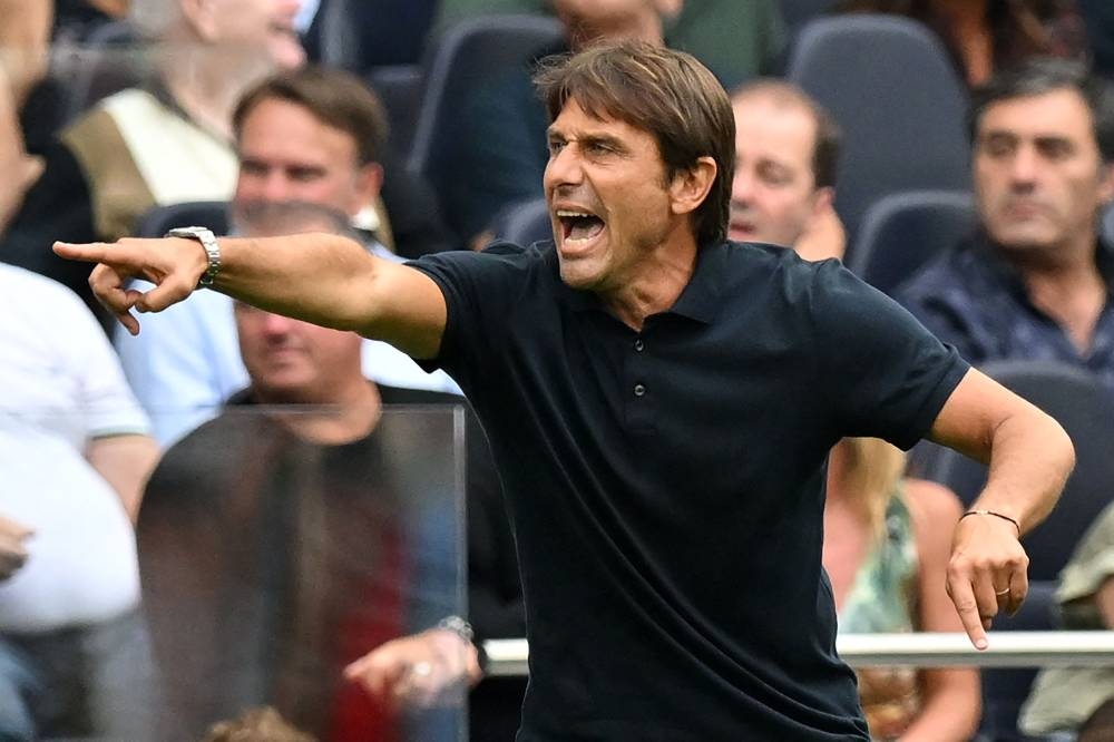 Tottenham Hotspur's Italian head coach Antonio Conte gestures on the touchline during the English Premier League football match between Tottenham Hotspur and Fulham at Tottenham Hotspur Stadium in London, on September 3, 2022. — AFP pic