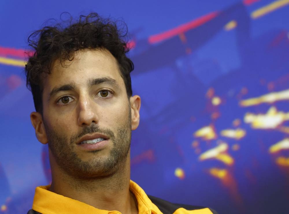 Daniel Ricciardo during a press conference ahead of the Belgian Grand Prix at Spa-Francorchamps, Belgium August 25, 2022. — Reuters pic
