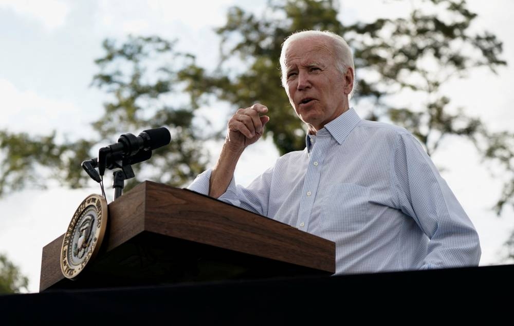 US President Joe Biden delivers remarks as he attends a Labor Day celebration at the United Steelworkers of America Local Union 2227 in West Mifflin, Pennsylvania September 5, 2022. — Reuters pic