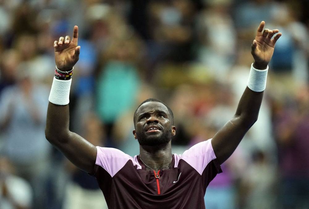 Frances Tiafoe reacts to defeating Rafael Nadal on day eight of the 2022 US Open tennis tournament at USTA Billie Jean King Tennis Center in Flushing, New York, September 5, 2022. — Danielle Parhizkaran-USA Today Sports pic via Reuters 