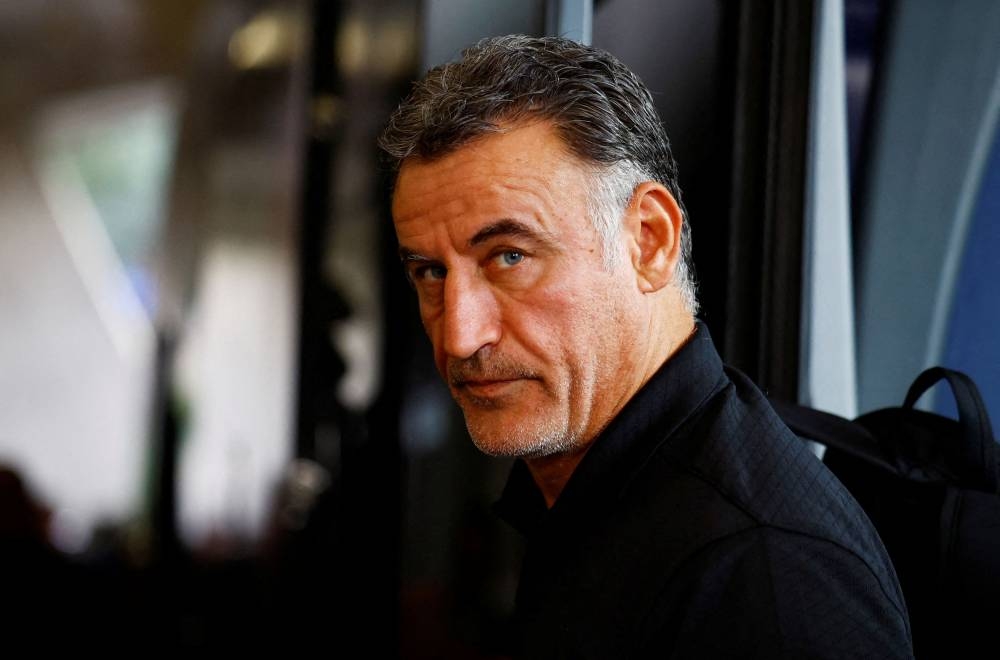 Paris St Germain coach Christophe Galtier arrives at the stadium before the match against Nantes at the Stade de la Beaujoire September 3, 2022. — Reuters pic 