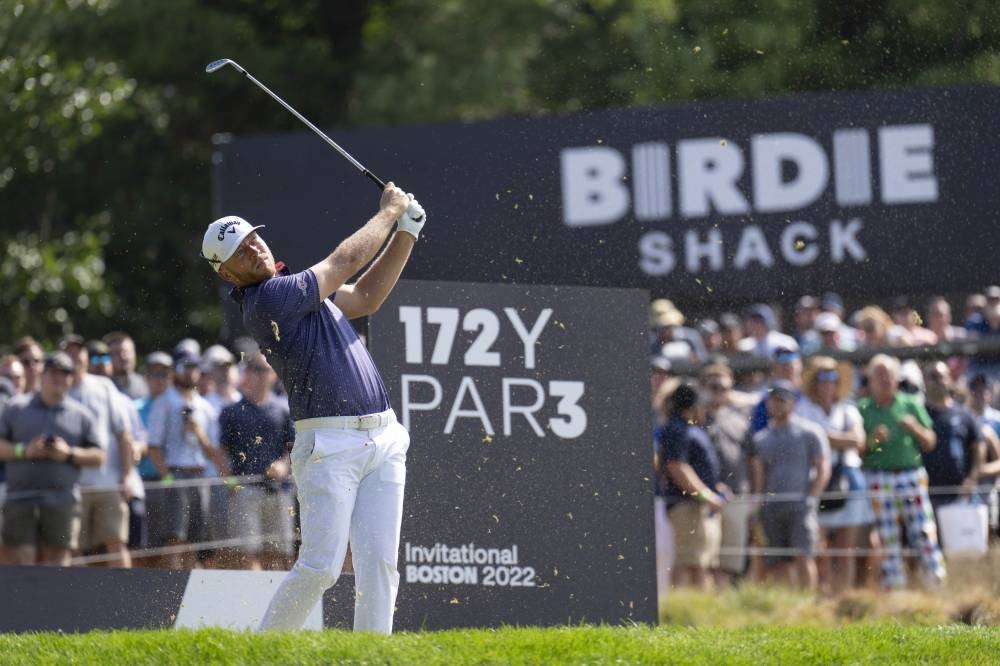 Talor Gooch tees off on the 16th during the final round of the LIV Golf tournament at The International in Boston, Massachusetts, September 4, 2022. — Richard Cashin-USA Today Sports pic via Reuters 