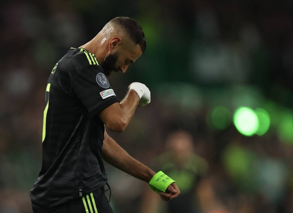 Real Madrid's Karim Benzema walks off the pitch after being substituted against Celtic at Celtic Park, Glasgow September 6, 2022. — Reuters pic
