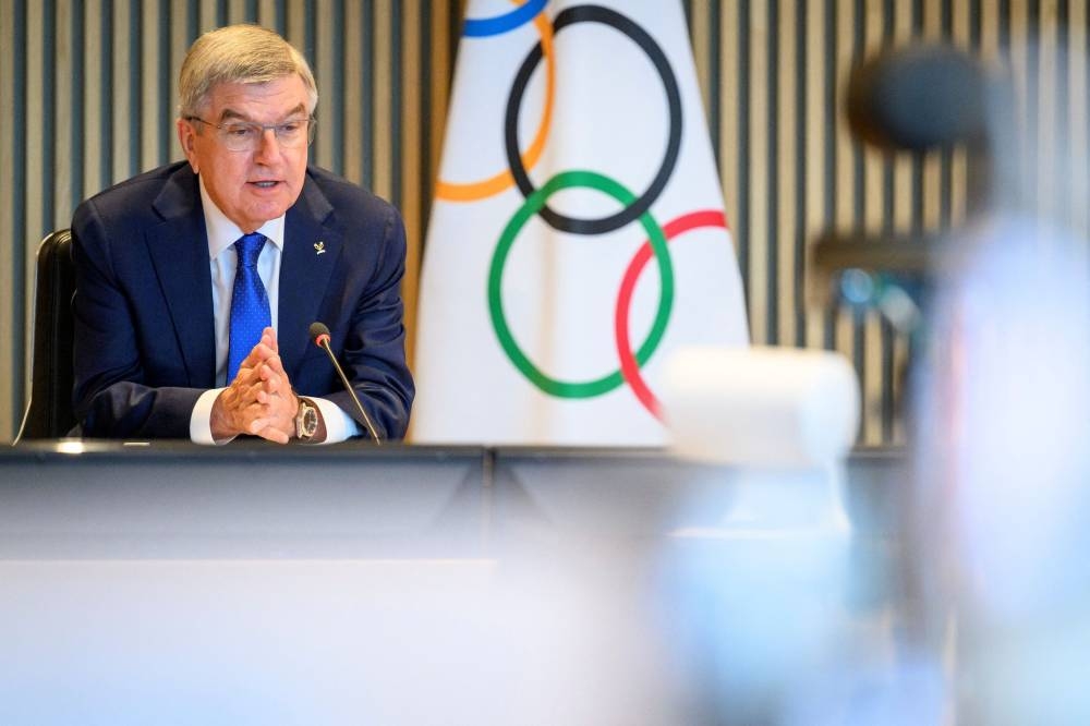 International Olympic Committee president Thomas Bach speaks at the opening of the executive board meeting of the International Olympic Committee in Lausanne September 8, 2022. — Reuters pic