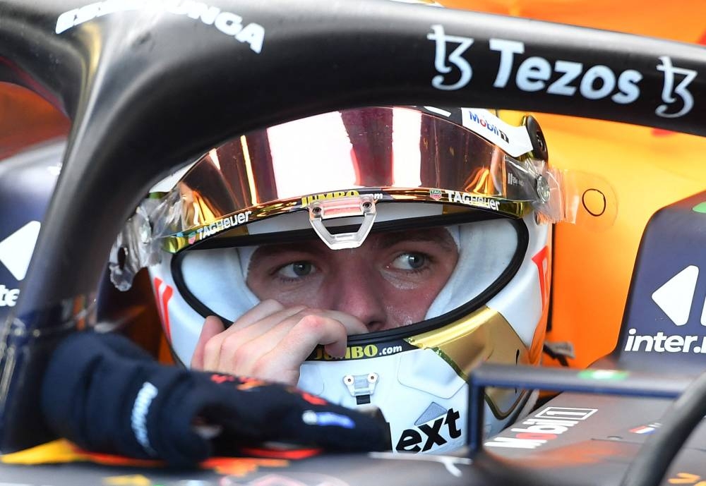 Red Bull's Max Verstappen on the pit after practice in Monza September 10, 2022. — Reuters pic