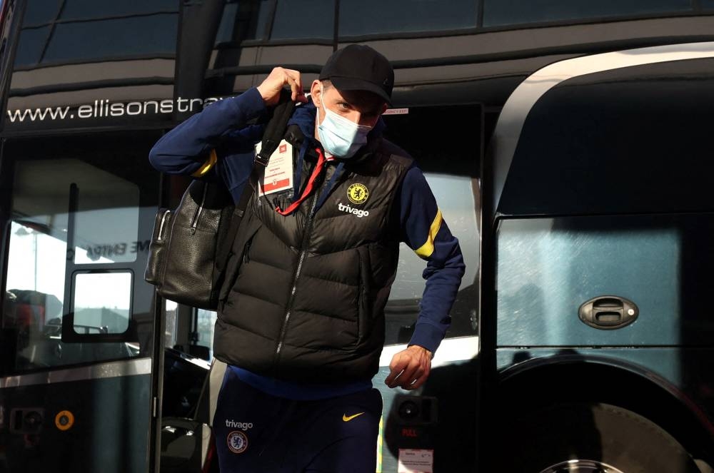 Thomas Tuchel arrives at the stadium before the match against Middlesbrough at the Riverside Stadium, Middlesbrough March 19, 2022. — Reuters pic