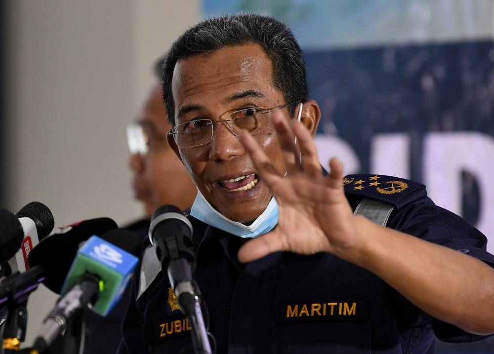 MMEA director-general Maritime Admiral Datuk Mohd Zubil Mat Som speaks during a press conference in Putrajaya June 24, 2020. — Bernama pic