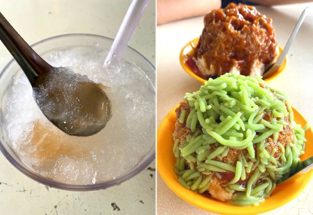 Dig deep for the jelly and relish this slowly to avoid brain freeze (left). It's hard to choose between the special ABC (behind) or just 'cendol' (front) on a hot day (right).