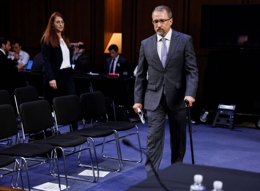 Twitter Inc.'s former security chief Peiter ‘Mudge’ Zatko returns to testify at a Senate Judiciary Committee hearing to discuss allegations from his whistleblower complaint that the social media company misled regulators, on Capitol Hill in Washington September 13, 2022. ― Reuters pic