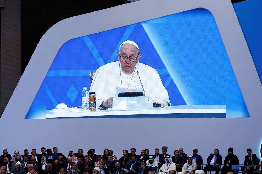 Pope Francis speaks during the VII Congress of Leaders of World and Traditional Religions at the Palace of Independence in Nur-Sultan, Kazakhstan September 14, 2022. ― Reuters pic