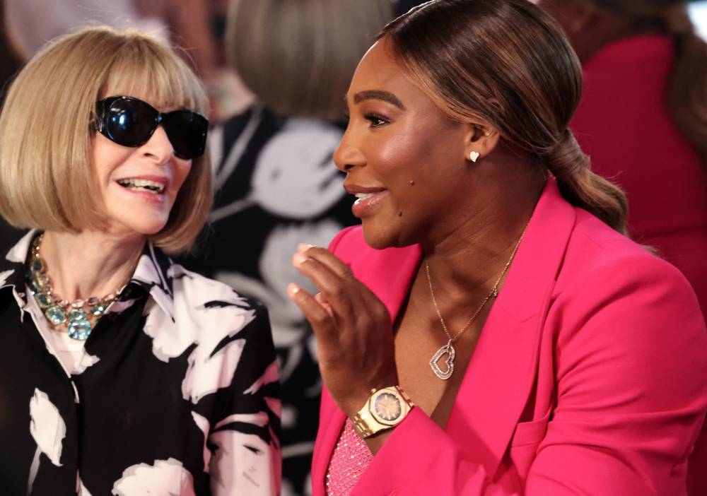 Anna Wintour speaks with Serena Williams in the front row at the Michael Kors spring summer 2023 show during New York Fashion Week in Manhattan September 14, 2022. — Reuters pic 
