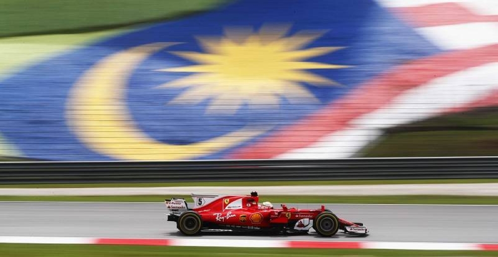 Ferrari’s Sebastian Vettel drives during the Malaysia Grand Prix 2017 practice at Sepang, Malaysia September 29, 2017. — Reuters pic