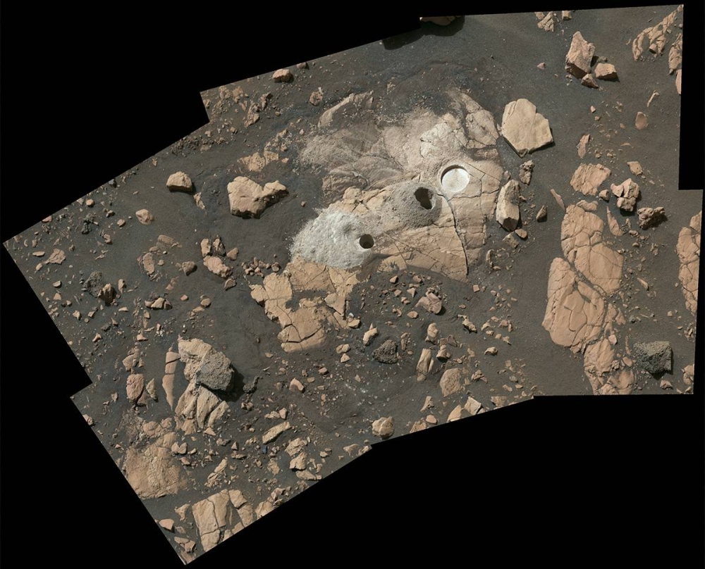 In this August 4, 2022, image obtained from Nasa rocky outcrop called “Wildcat Ridge,” where the rover extracted two rock cores and abraded a circular patch to investigate the rock’s composition. — Nasa/JPL-Caltech/ASU/MSSS/AFP pic