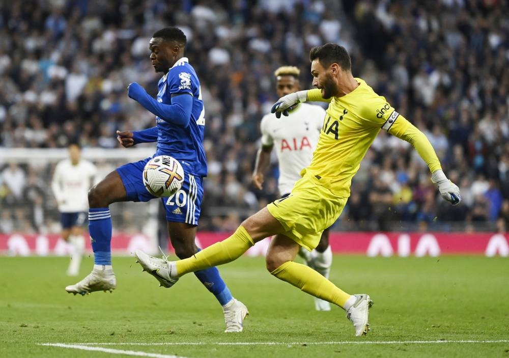 Leicester City’s Patson Daka in action with Tottenham Hotspur’s Hugo Lloris at Tottenham Hotspur Stadium, London, Britain, September 17, 2022. — Reuters pic 