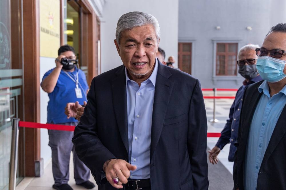 Datuk Seri Ahmad Zahid Hamidi arrives at the Kuala Lumpur Court Complex, in Kuala Lumpur on September 21, 2022. ― Picture by Firdaus Lati