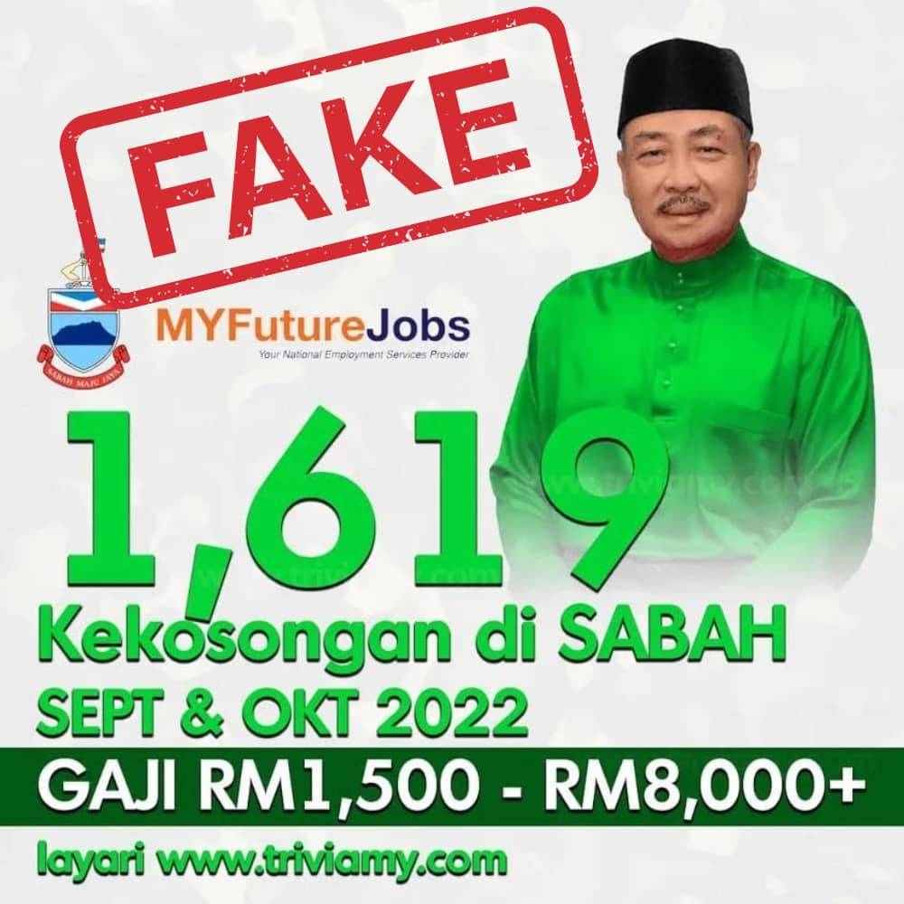 It warned that the links in the advertisement would direct users to an unrelated website that carried advertisements for openings in the Royal Malaysian Air Force. — Picture courtesy of Sabah Chief Minister’s Department 
